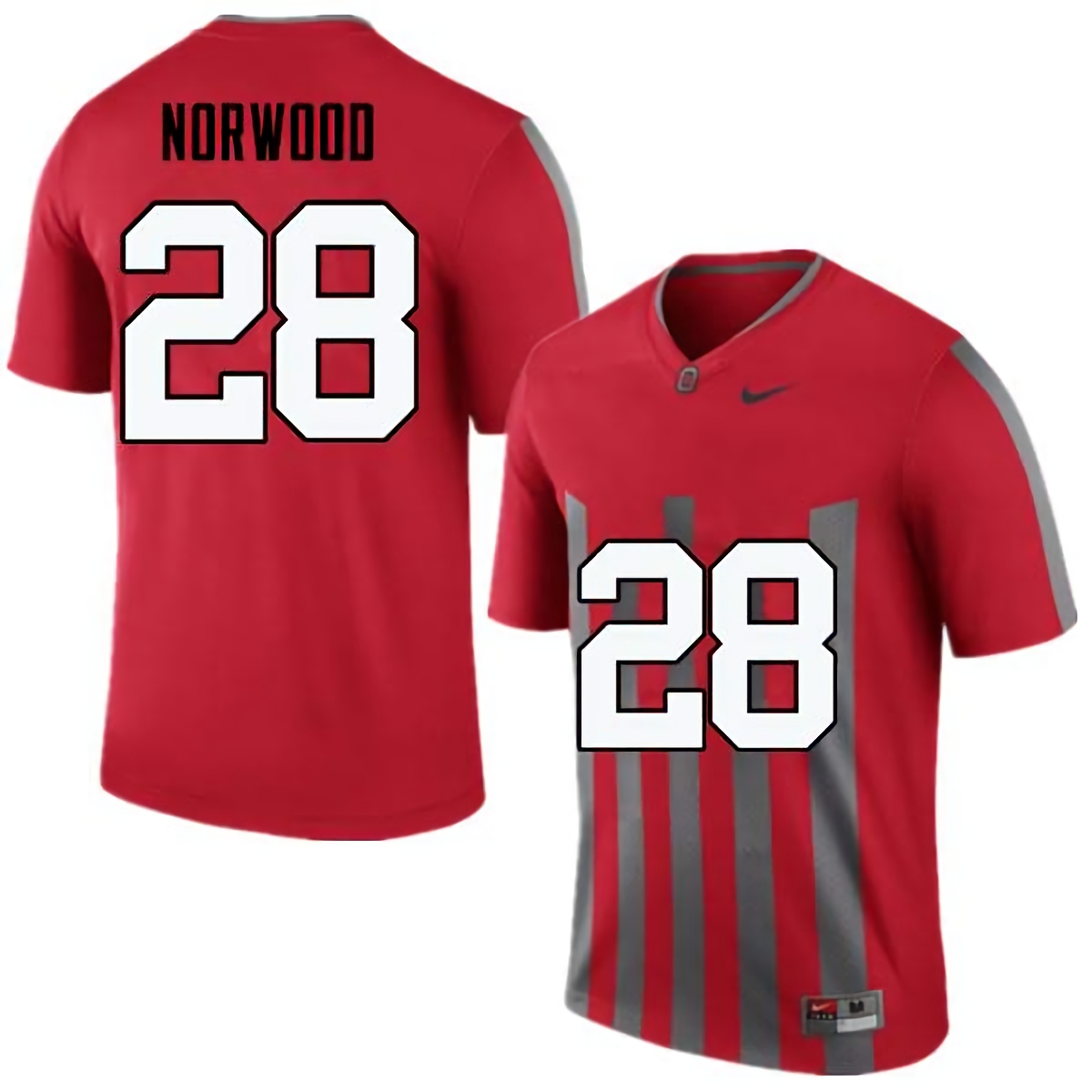 Joshua Norwood Ohio State Buckeyes Men's NCAA #28 Nike Throwback Red College Stitched Football Jersey QDB2756AL